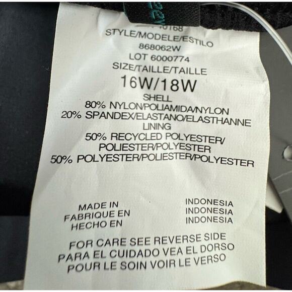 Aqua Green Womens XL 16W/18W Black Elastic Waist Swim Skirt Brief Liner NEW - Picture 5 of 8